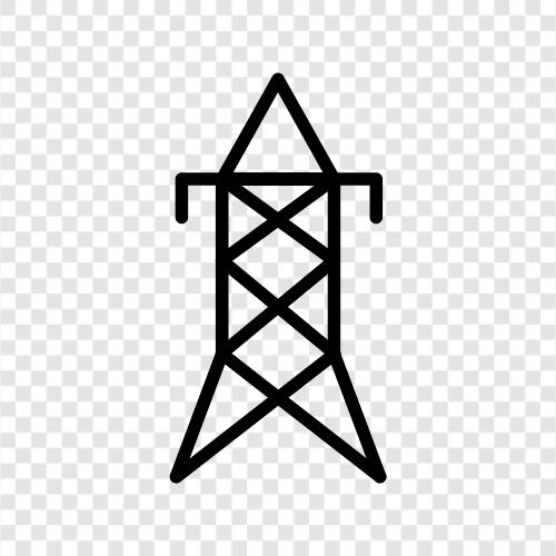 Turm, Übertragung, Strom, Infrastruktur symbol