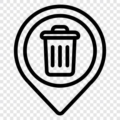 trash can location, dumpster location, garbage can location, trash location icon svg