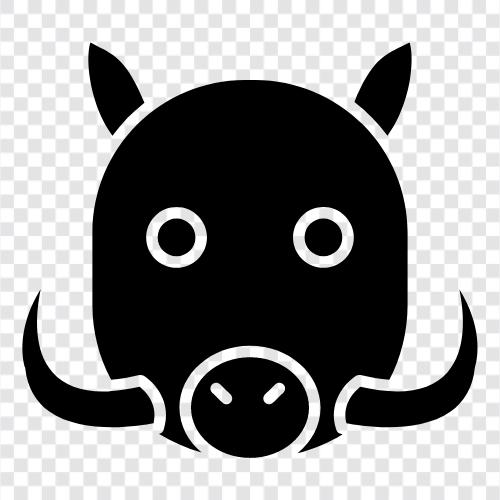 tusks, hunting, wild, pig icon svg