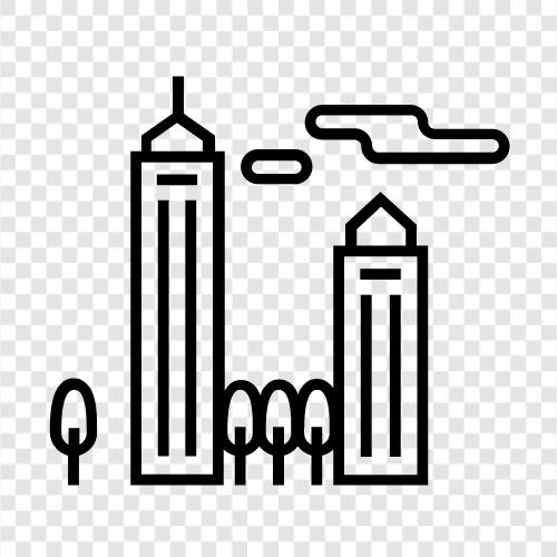Stadtplanung, Architektur, Stadtbild, Skyline symbol