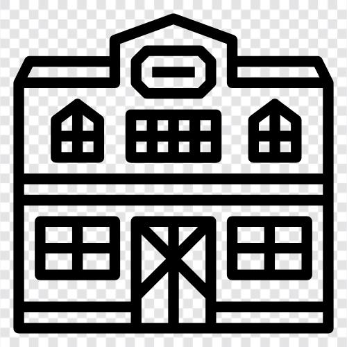 Westernhaus, Ranchhaus, Haus auf einer Ranch, Landhaus symbol