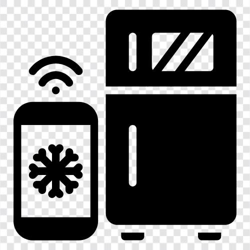 wifi refrigerator, android refrigerator, apple refrigerator, smart appliance icon svg