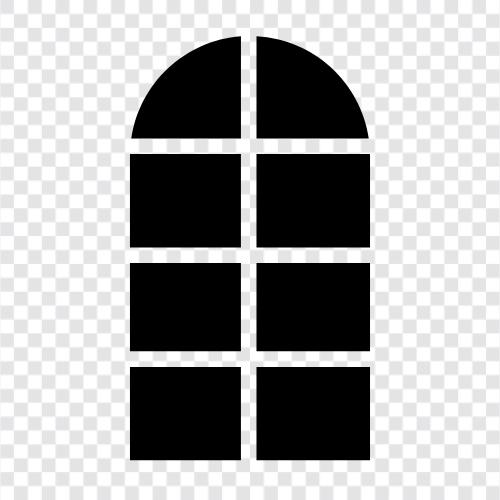 Fensterscheiben, Fensterrahmen, Fensterbehandlungen, Fensterverkleidungen symbol