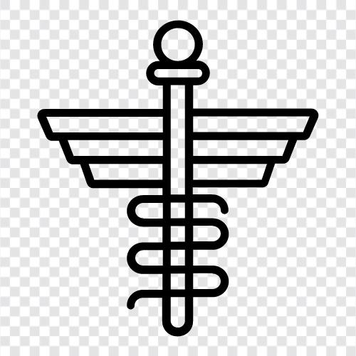 geflügelter Stab, Schlange, Heilung, Alchemist symbol