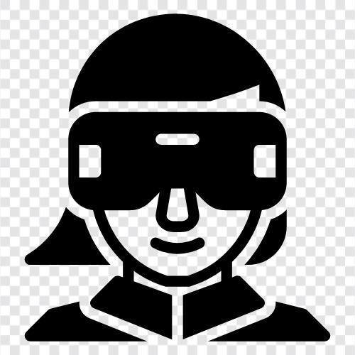 woman using vr glasses, woman using virtual reality glasses, virtual reality glasses, woman wearing vr glasses icon svg