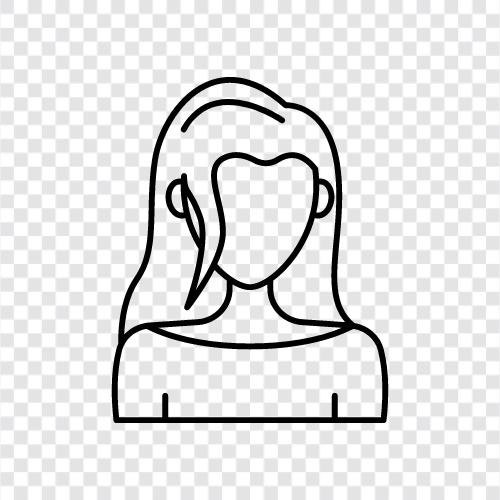 woman with long hair, woman with curly hair, women with long hair, Longhair Woman icon svg