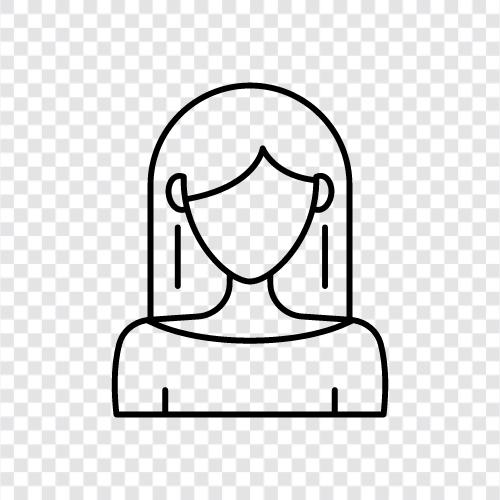 Women With Long Hair, Hair Length For Women, Curly Hair Woman, Long Hair Woman icon svg