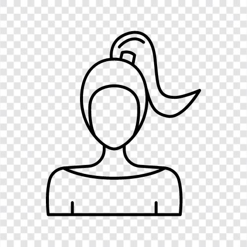 Frauen mit Pferdeschwanz, Frauen mit kurzen Haaren, Frauen mit langen Haaren, Ponytail Woman symbol