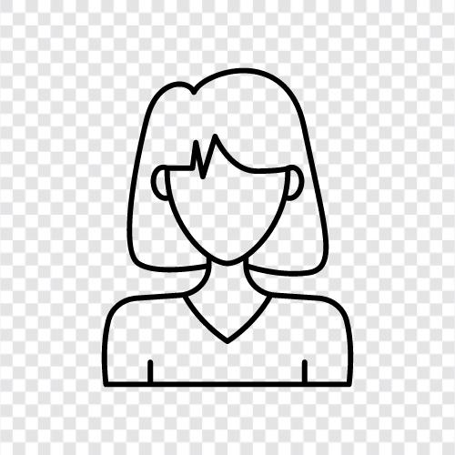 Women with Short Hair, Women with Curly Hair, Women with Straight Hair, Short Hair Woman icon svg