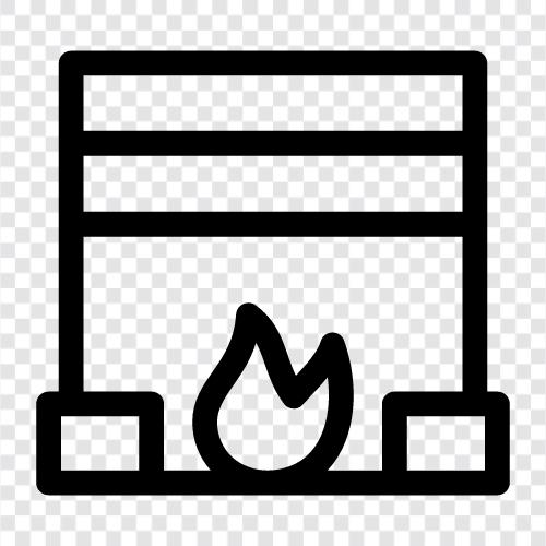 wood burning fireplace, wood burning stove, fireplace insert, fireplace mantel icon svg