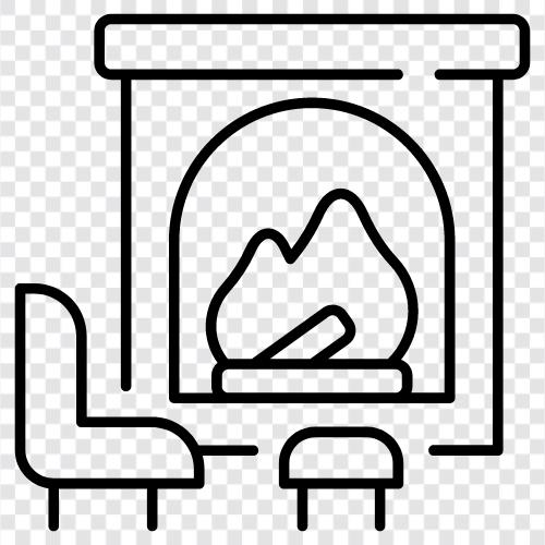 wood burning fireplace, gas fireplace, fireplace insert, fireplace mantel icon svg