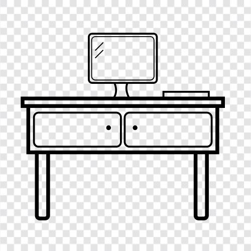 work, office, computer, tables icon svg