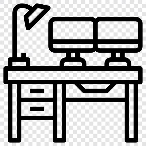 work, computer, table, chair icon svg