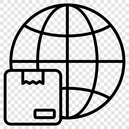 weltweite Lieferung, ExpressLieferung, internationale Lieferung, internationale Versanddienste symbol