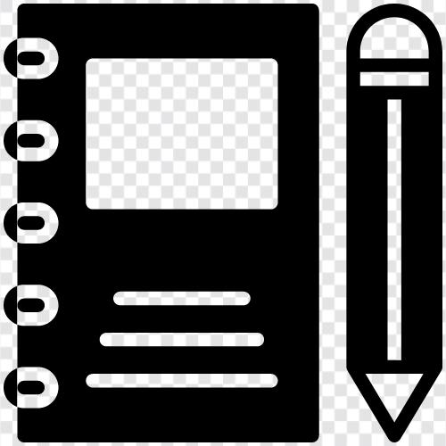 writing, writing materials, school supplies, notebook and pencil Значок svg