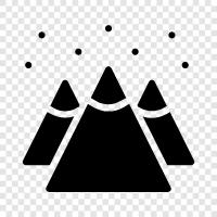 Berggipfel, Bergkette, Bergpass, Bergsee symbol