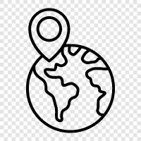 a small, sells a variety of, Globe and Pin icon svg