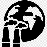 Luftverschmutzung, Wasserverschmutzung, Landverschmutzung, Klimawandel symbol