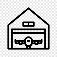 airplane hangar, aircraft hangar, aircraft storage, aircraft maintenance icon svg