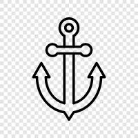 anchor chain, anchoring, anchorage, anchoring system icon svg