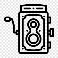 antique camera, camera from the 1800s, camera from the 1900s, vintage camera icon svg