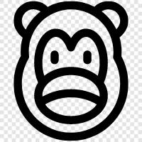 ape, black, silver, white icon svg