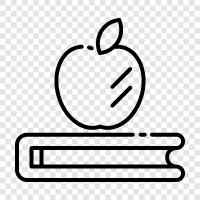 Apfel und Buch, Apfelbuch, Apfelbücher, Apfellesung symbol