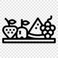 Apfel, Banane, Traube, Aprikosenfrucht symbol