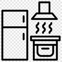 appliances, cookware, cleaning supplies, countertops icon svg