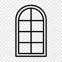 arches, window, glass, antique icon svg