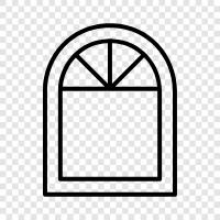 Bögen, Fenster, Bogenfenster symbol