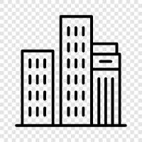 architecture, skyscrapers, modern, old icon svg