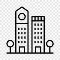 mimari, skyscrapers, modern, tasarım ikon svg