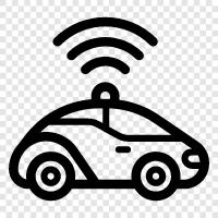 autonomes Auto, selbstfahrendes Auto, Roboterauto, computergesteuertes Auto symbol