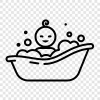 Baby tub, Infant bathtub, Baby bathing, Baby tub bathing icon svg