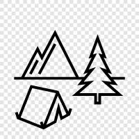 backpacking, hiking, camping gear, camping food icon svg