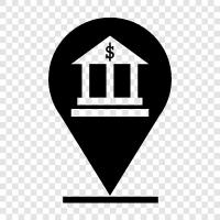 bank branches, bank hours, bank locations, bank deposits icon svg