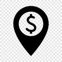 bank branches, bank hours, bank location map, bank location near me icon svg