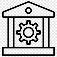 bank policies, bank procedures, bank systems, bank security icon svg