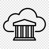 bank technology, bank cloud services, bank cloud security, bank cloud storage icon svg