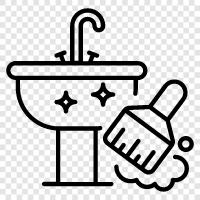 Badezimmer Hausmeister, Badezimmerreiniger, Badezimmerreinigungsprodukte, Badezimmerreinigungsbedarf symbol