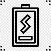 Battery powered, battery charger, battery life, battery technology icon svg