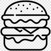 beef, sandwich, hamburger, french fries icon svg