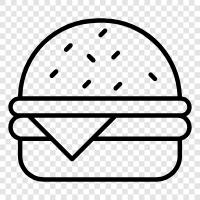 beef, sandwich, hamburger, french fries icon svg