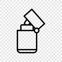 BIC lighter, lighter fluid, Zippo lighter, butane lighter icon svg