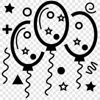 Geburtstag, Kinder, Party, Dekoration symbol