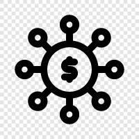 Bitcoin, cryptocurrency, blockchain technology, distributed ledger icon svg