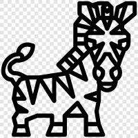 black and white, stripes, animal, Zebra icon svg