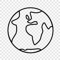 blue sky, clouds, continents, ecology icon svg