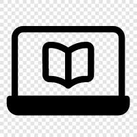 Buch mit Laptop, Laptop für Buch, Laptop zum Lesen, eBook für Laptop symbol